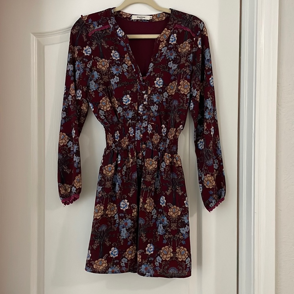 Short red floral dress